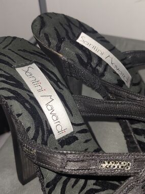 Black Strappy Animal Print Heels Santini Mavardi